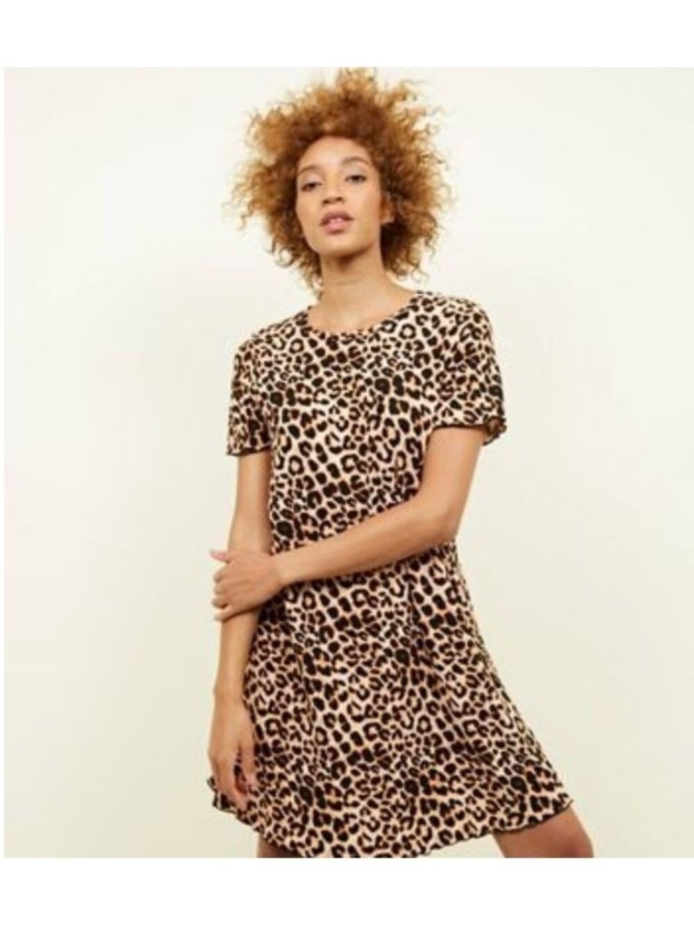 Harlow & Rose Leopard Animal Print Short Sleeve Ultra-Soft T-Shirt Dress Size XL